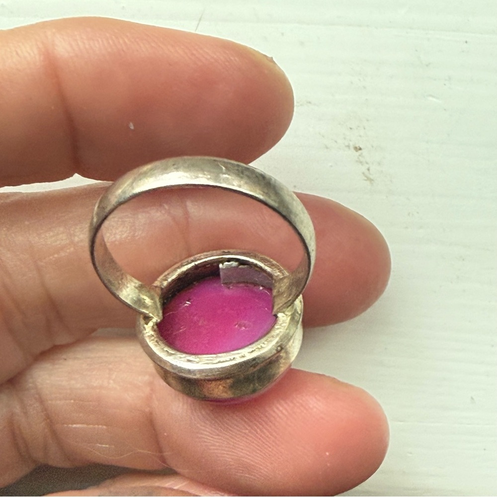 Dyed Agate Silver Ring - image 5